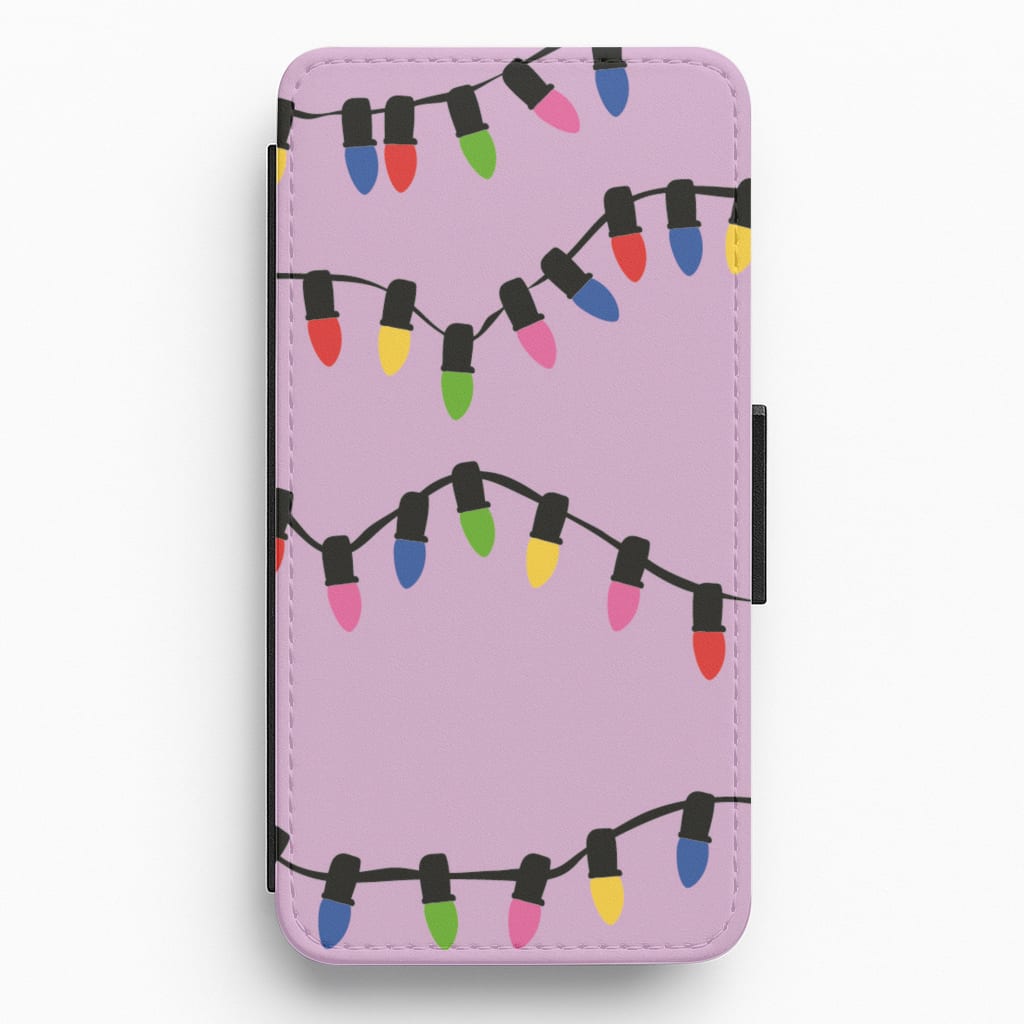 Pink Lights - Christmas Patterns Flip / Wallet Phone Case