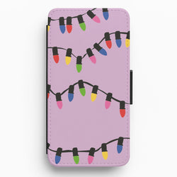 Pink Lights - Christmas Patterns Flip / Wallet Phone Case