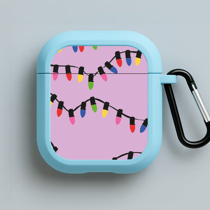 Pink Lights - Christmas Patterns Blue AirPods Case