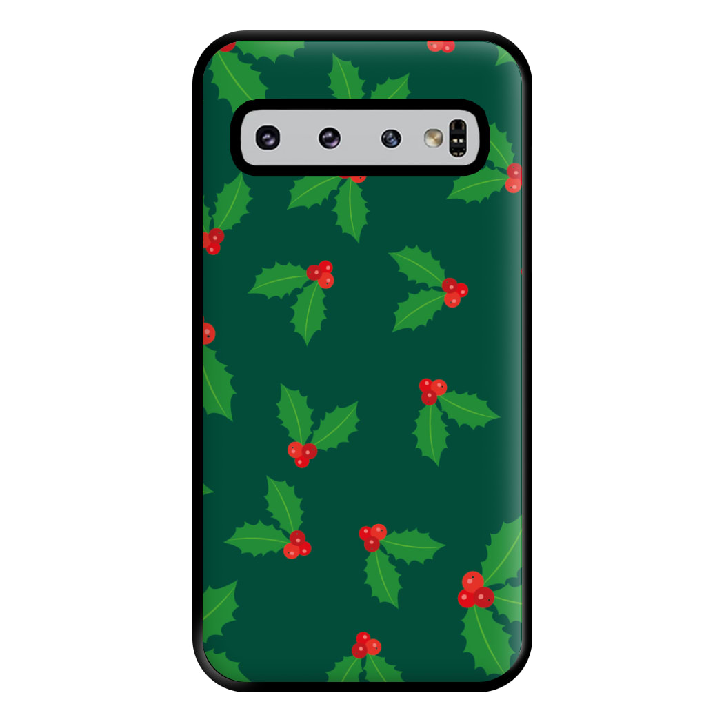 Holly - Christmas Patterns Phone Case for Galaxy S10 Plus