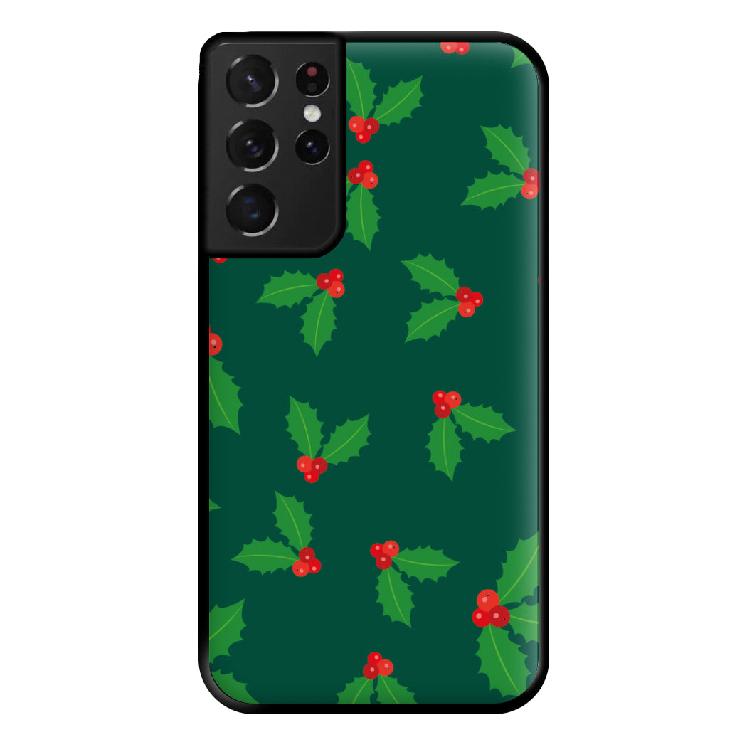 Holly - Christmas Patterns Phone Case for Galaxy S21 Ultra