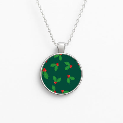Holly - Christmas Patterns Circle Necklace