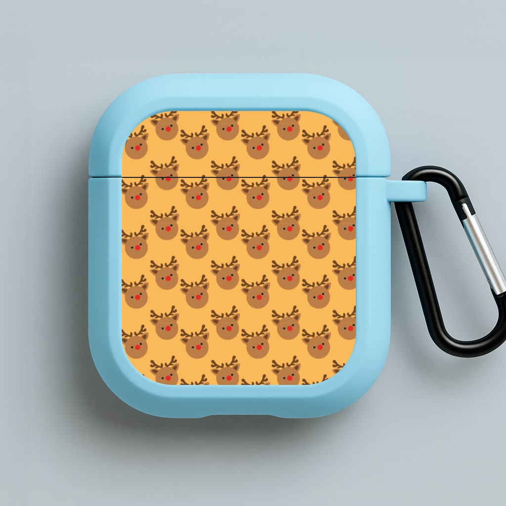 Rudolph Pattern - Christmas Patterns Blue AirPods Case