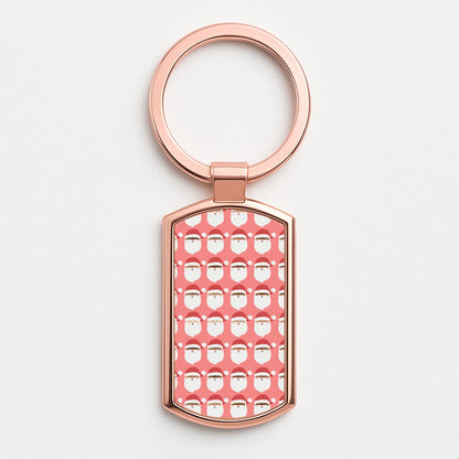 Santa Pattern - Christmas Patterns Rose Gold Keyring