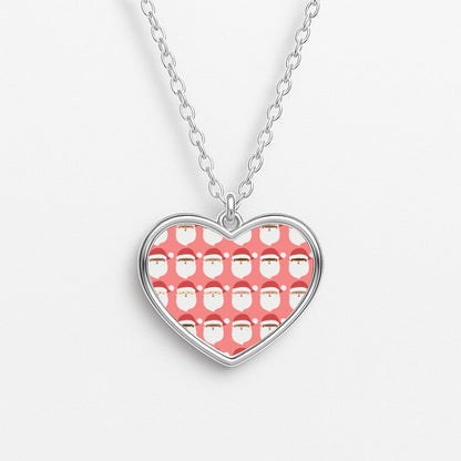 Santa Pattern - Christmas Patterns Heart Necklace