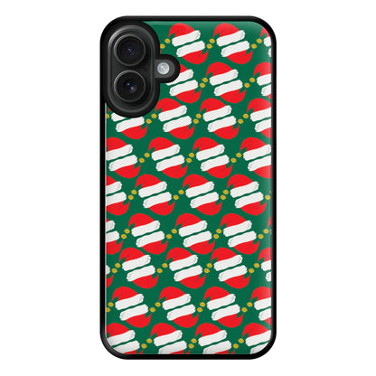 Santa Hat Pattern - Christmas Phone Case for iPhone 16 Plus