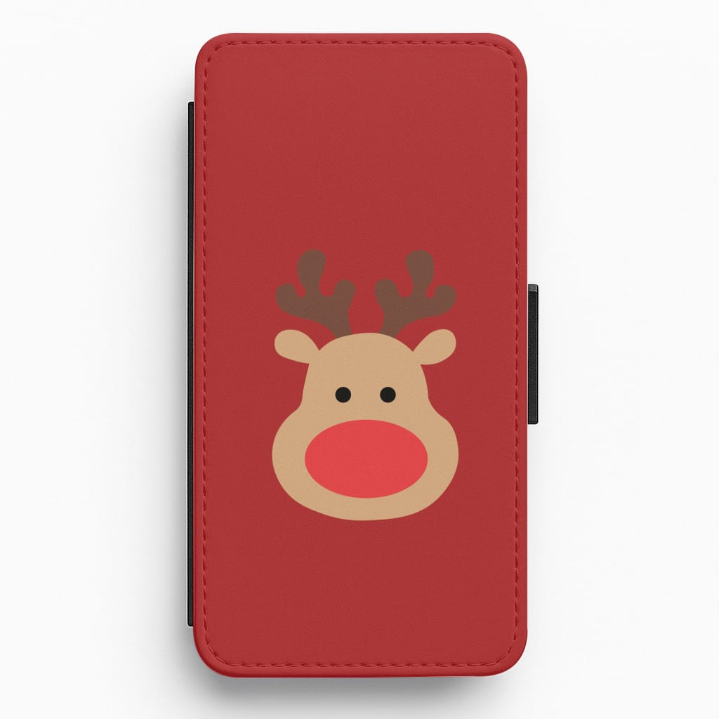Rudolph Face - Christmas Flip / Wallet Phone Case