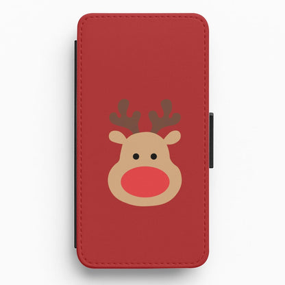 Rudolph Face - Christmas Flip / Wallet Phone Case