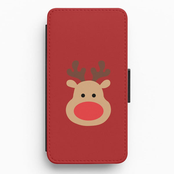 Rudolph Face - Christmas Flip / Wallet Phone Case