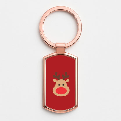 Rudolph Face - Christmas Rose Gold Keyring