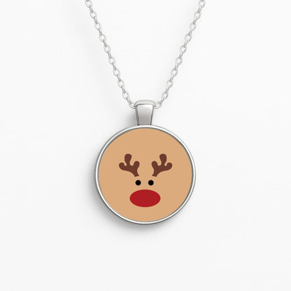 Rudolph Red Nose - Christmas Circle Necklace