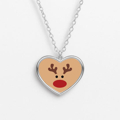 Rudolph Red Nose - Christmas Heart Necklace