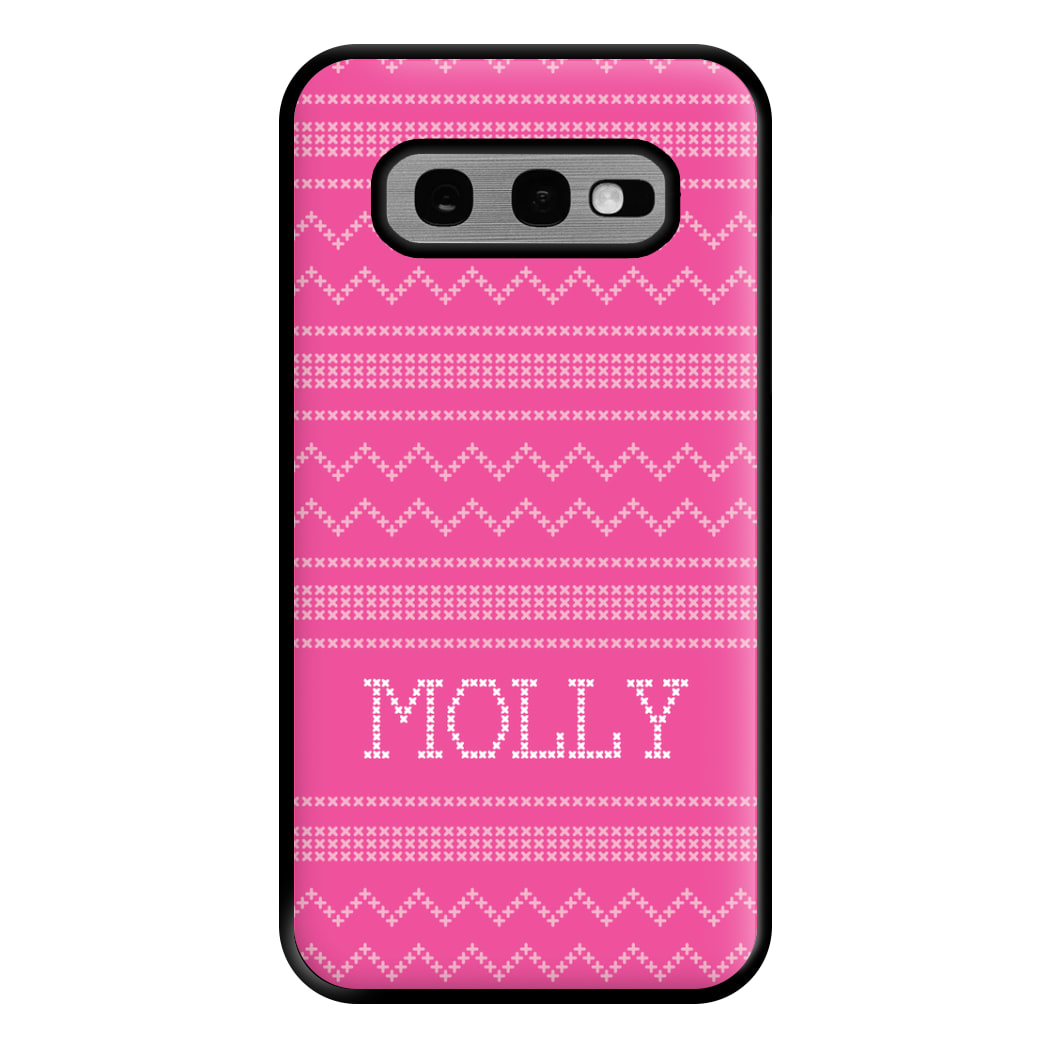 Personalised Christmas Jumper Pink Phone Case for Galaxy S10e