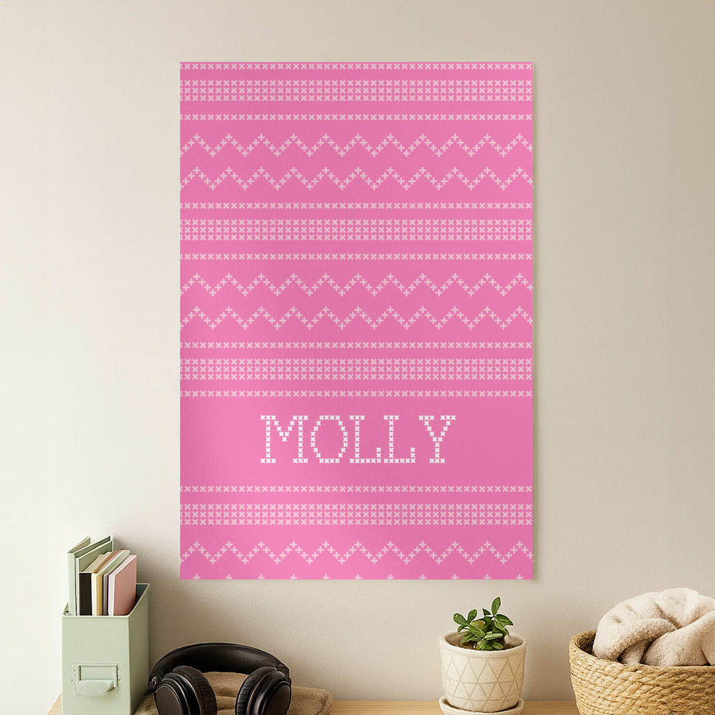 Personalised Christmas Jumper Pink Poster
