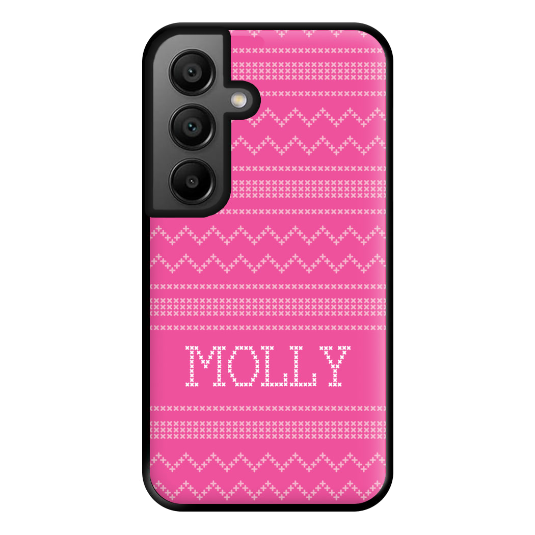 Personalised Christmas Jumper Pink Phone Case for Google Pixel 8