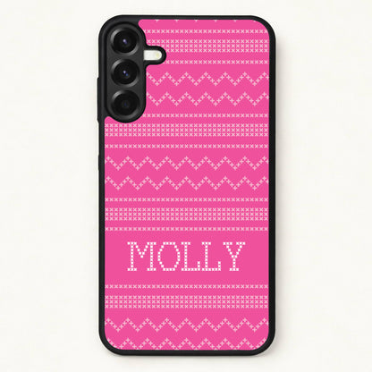 Personalised Christmas Jumper Pink Phone Case for Galaxy A37