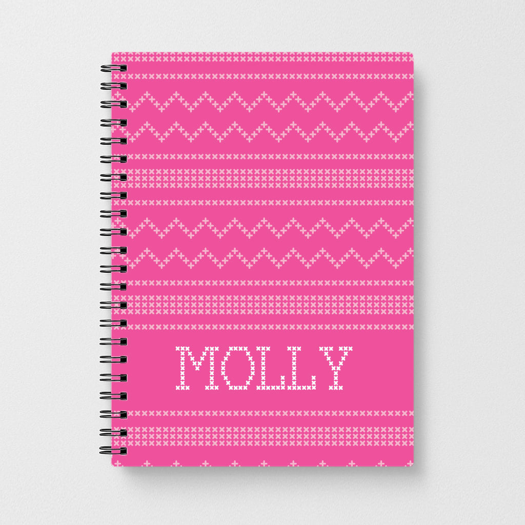 Personalised Christmas Jumper Pink Notebook