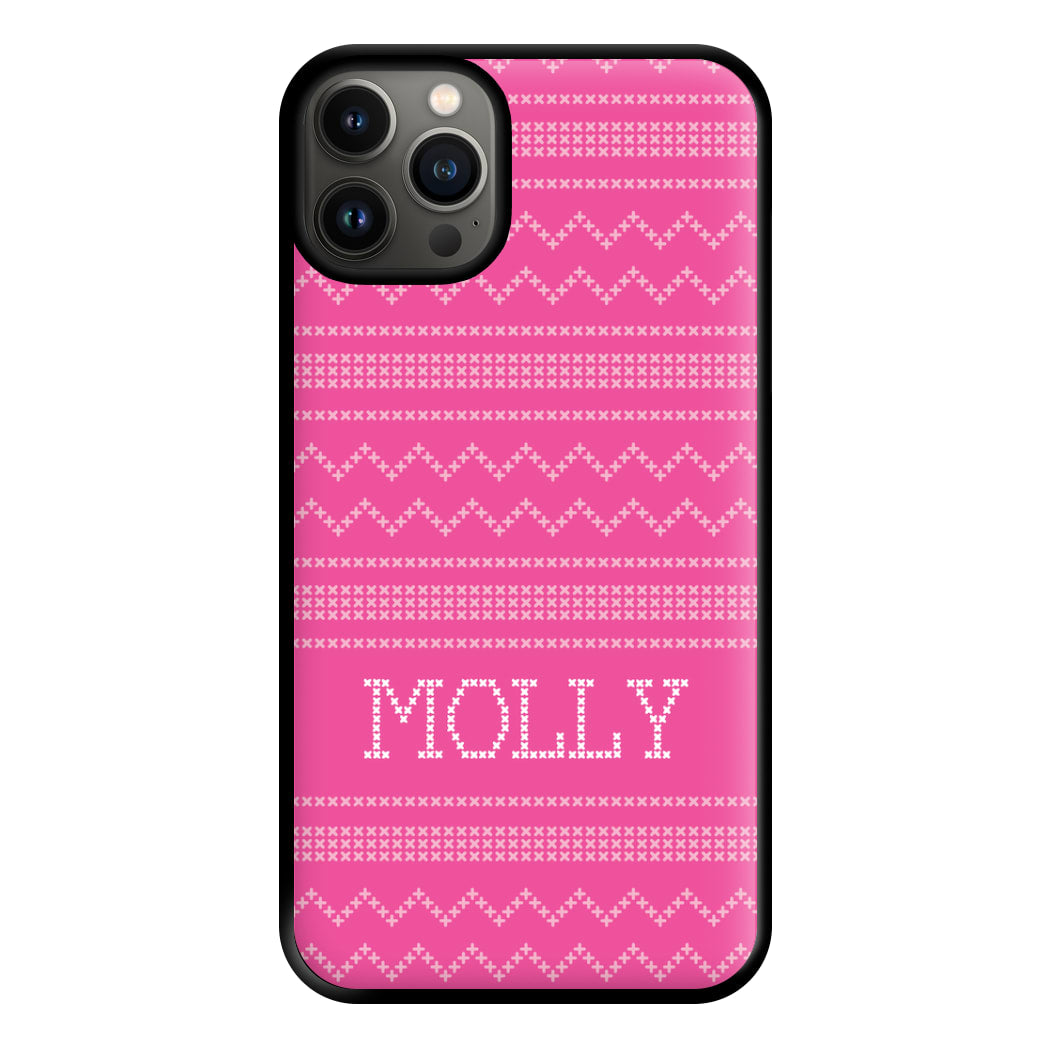 Personalised Christmas Jumper Pink Phone Case for iPhone 13