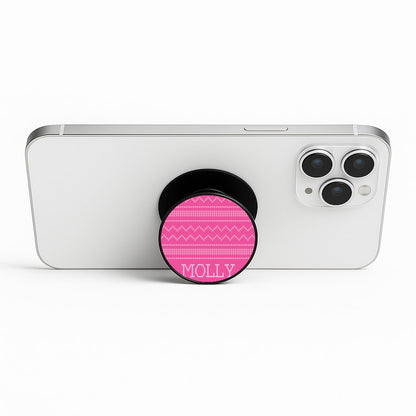 Personalised Christmas Jumper Pink Phone Stand