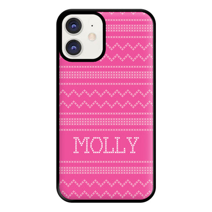 Personalised Christmas Jumper Pink Phone Case for iPhone 12 / 12 Pro