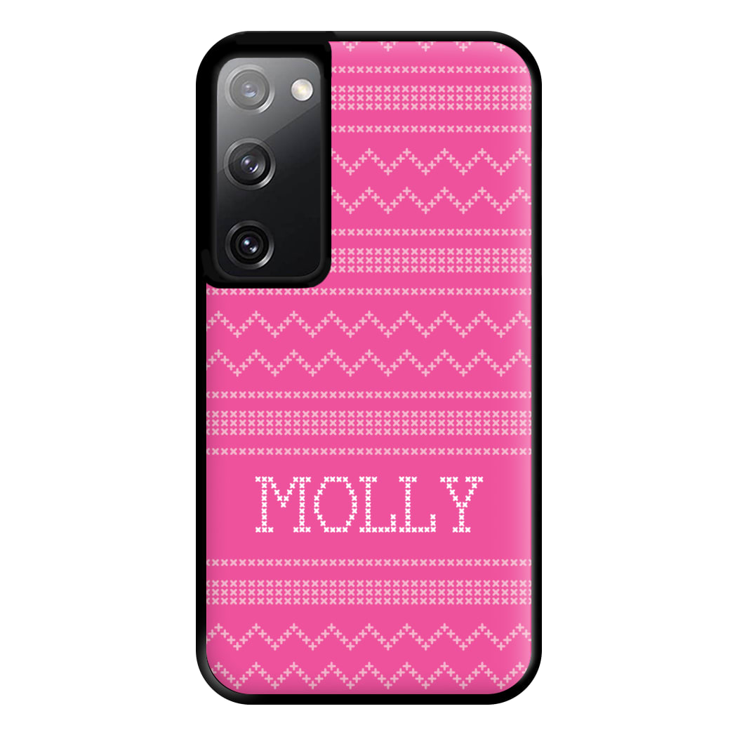 Personalised Christmas Jumper Pink Phone Case for Galaxy S20