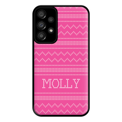 Personalised Christmas Jumper Pink Phone Case for Galaxy A33