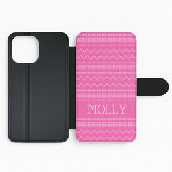 Personalised Christmas Jumper Pink Flip Phone Case