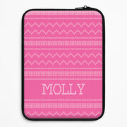 Personalised Christmas Jumper Pink Laptop Sleeve 1