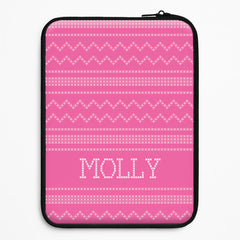 Personalised Christmas Jumper Pink Laptop Sleeve