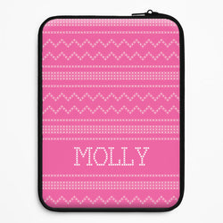Personalised Christmas Jumper Pink Universal Laptop Sleeve