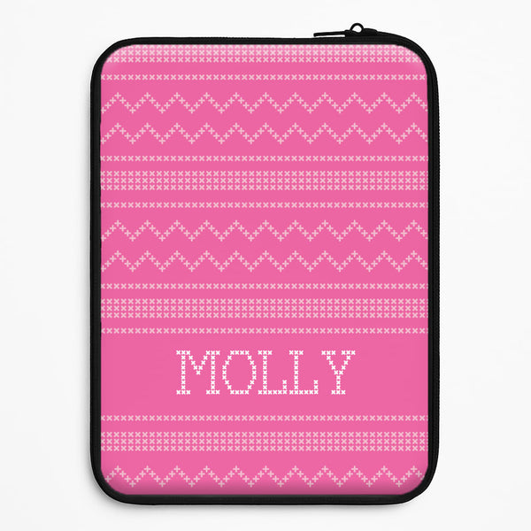 Personalised Christmas Jumper Pink Universal Laptop Sleeve