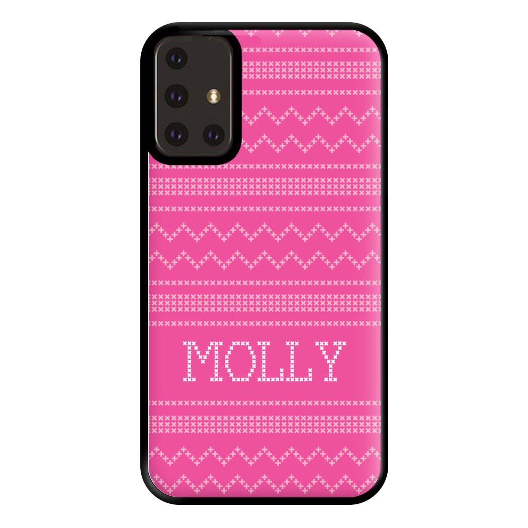 Personalised Christmas Jumper Pink Phone Case for Galaxy A71