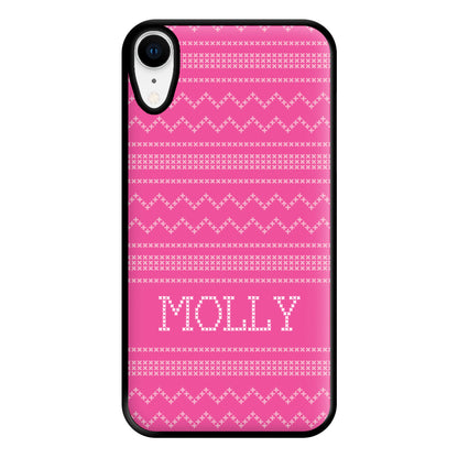 Personalised Christmas Jumper Pink Phone Case for iPhone XR