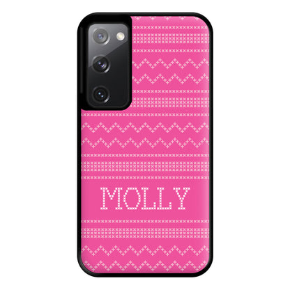 Personalised Christmas Jumper Pink Phone Case for Galaxy S20FE