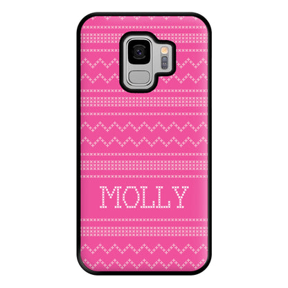 Personalised Christmas Jumper Pink Phone Case for Galaxy S9 Plus