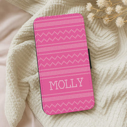 Personalised Christmas Jumper Pink Wallet Phone Case