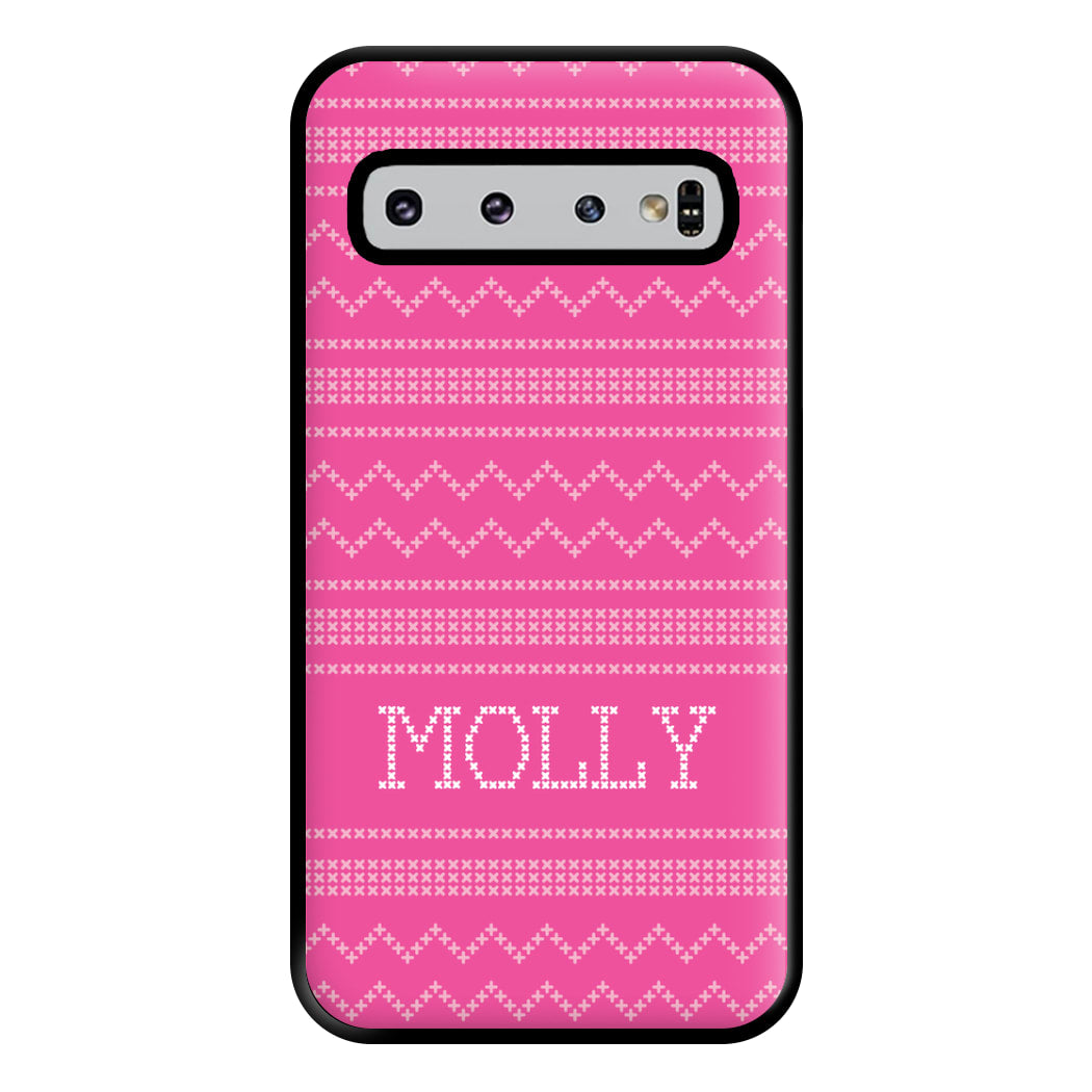 Personalised Christmas Jumper Pink Phone Case for Galaxy S10 Plus