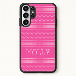 Personalised Christmas Jumper Pink Phone Case for Galaxy S26 Ultra