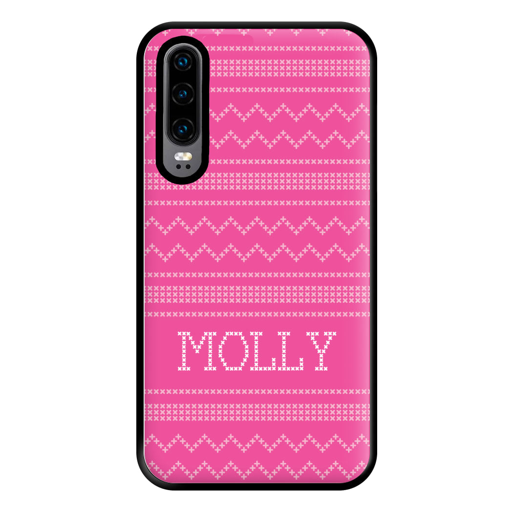 Personalised Christmas Jumper Pink Phone Case for Huawei P30