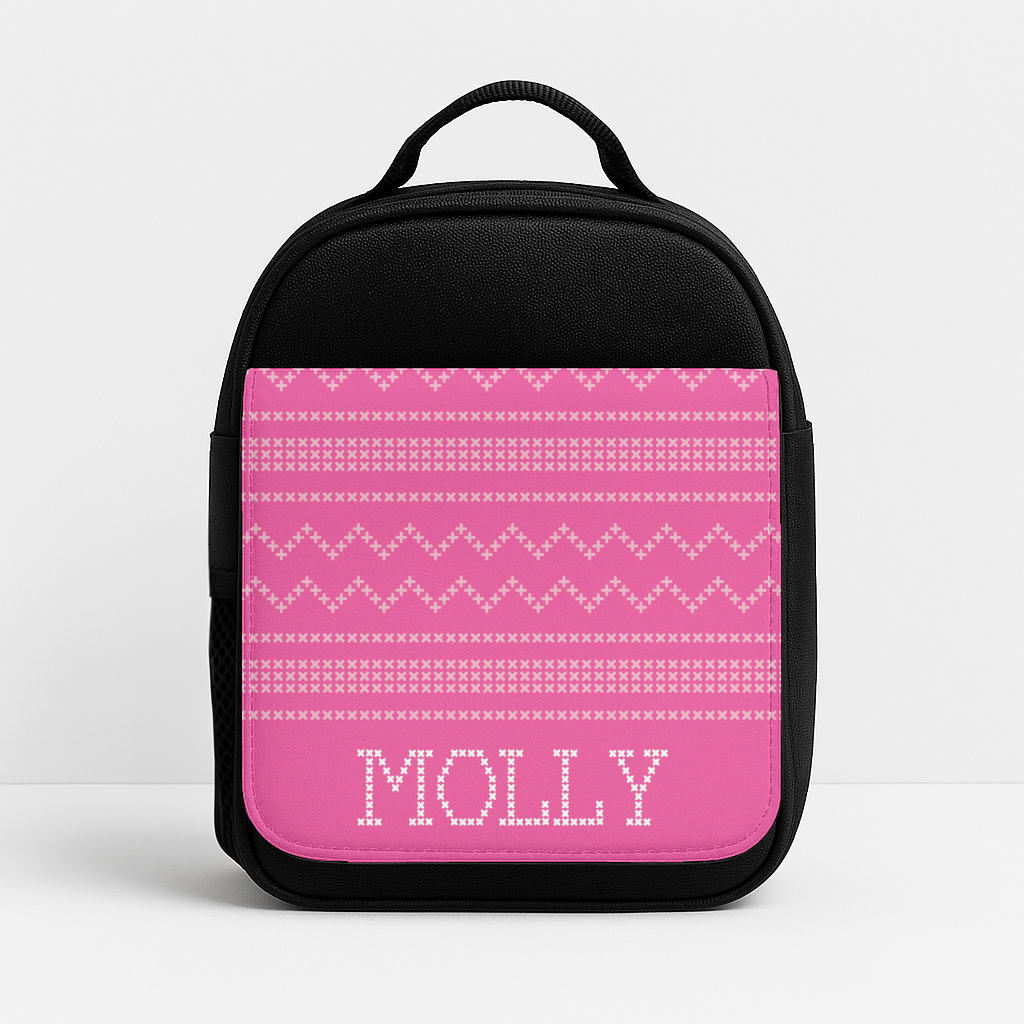 Personalised Christmas Jumper Pink Lunchbox