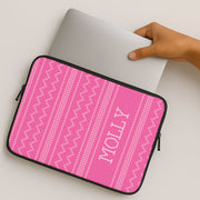 Personalised Christmas Jumper Pink Laptop Sleeve 2