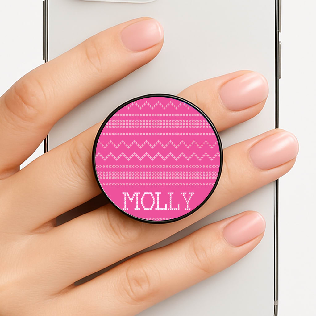 Personalised Christmas Jumper Pink Phone Grip