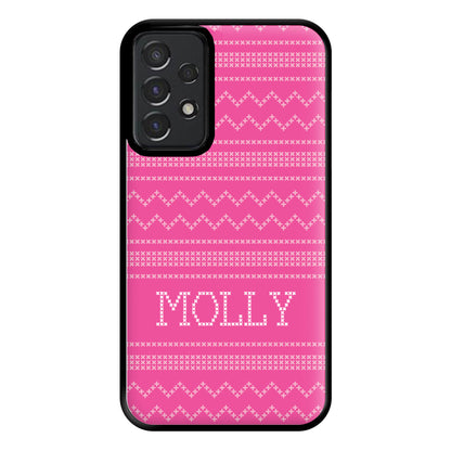 Personalised Christmas Jumper Pink Phone Case for Galaxy A52 / A52s