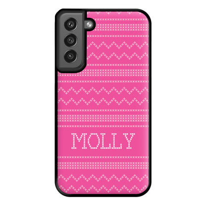 Personalised Christmas Jumper Pink Phone Case for Galaxy S21FE