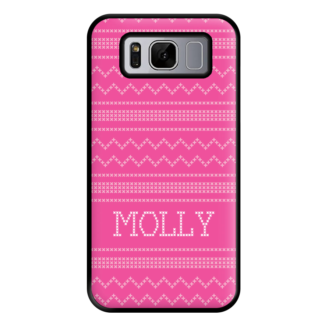 Personalised Christmas Jumper Pink Phone Case for Galaxy S8 Plus