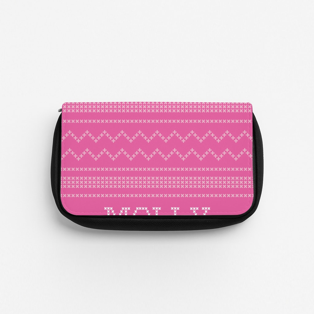Personalised Christmas Jumper Pink Pencil Case