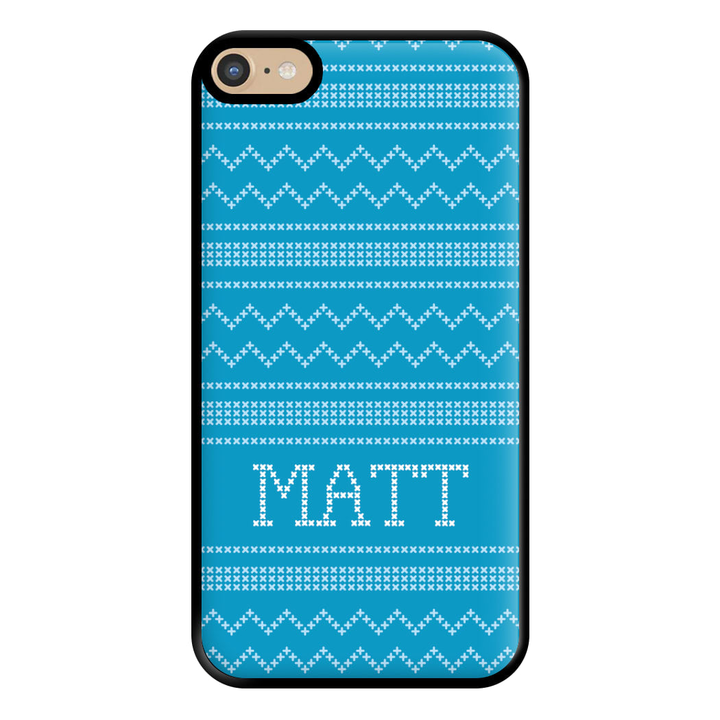 Personalised Christmas Jumper Blue Phone Case for iPhone 6 Plus / 7 Plus / 8 Plus