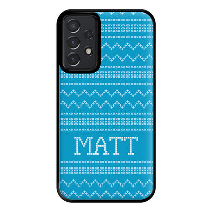 Personalised Christmas Jumper Blue Phone Case for Galaxy A52 / A52s