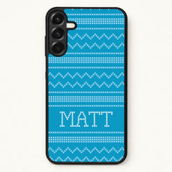 Personalised Christmas Jumper Blue Phone Case for Galaxy A57
