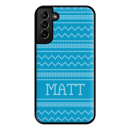 Personalised Christmas Jumper Blue Phone Case for Galaxy S21 Plus